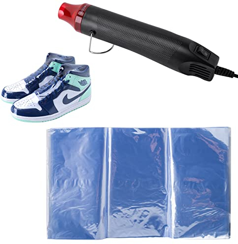 Schuh-Schrumpffolien-Taschen, 27.9x45.7 cm, Sneaker-Wärmeschrumpfungstaschen für Herren und Damen, Schuh-Organizer-Taschen für Schuhschutz, 50 Count+Mini Heat Gun, Aufbewahrung