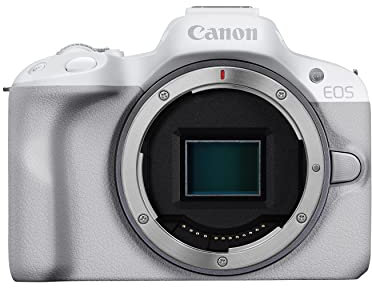 Canon Caméra de vlogging sans miroir EOS R50 (corps uniquement/blanc), montage RF, 24,2 MP, vidéo 4K, processeur d'image DIGIC X, détection et suivi de sujet, compacte, connexion smartphone, créateur