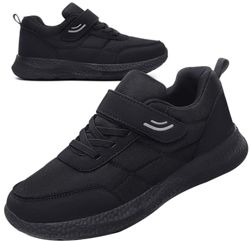 Aocase Scarpe Sanitarie Donna morbide e comode Pantofole da Uomo Regolabili in Memory Foam, Ortopediche, Extra Larghe, per Edema diabetico Piedi gonfi,Nero,39/245mm