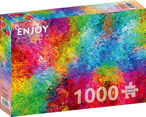 Jigsaw Puzzle de 1000 pièces pour adultes – Finition mate, toucher doux, pièces solides et uniques, ajustement serré, couleurs vives, service de pièces manquantes – Abstrait Rainbow Gradient Splashes