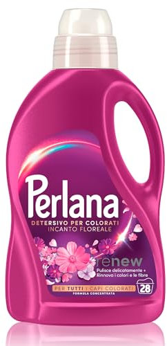 Perlana Detersivo Colorati Incanto Floreale (28 lavaggi), Detersivo lavatrice liquido per tutti i capi colorati, Detersivo colorati per pulizia delicata e colori e fibre rinnovati