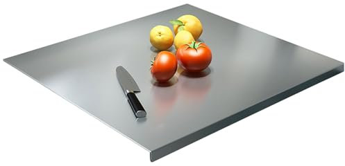 Tabla de Cortar Acero Inoxidable 50x40 cm - Tabla de Cortar Grande para Cocina, Bar, Restaurante, Pizza y Amasar sin Pliegues