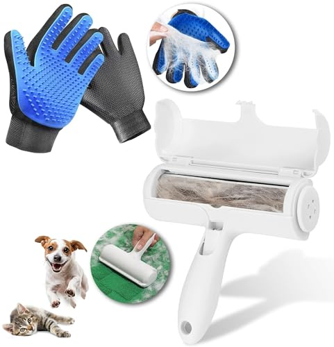 THINGSSOL© Quita pelos Mascota | Rodillo quitapelos Mascotas | Cepillo para Gatos Perros | Guante Removedor de Pelaje para Gatos Perros | Reutilizable para alfombras, Ropa y sofá (Guante Izquierdo)