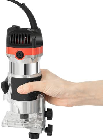 MINRS Défonceuse électrique 800 W - Défonceuse à main - Diamètre : 6,35 mm - 30 000 tr/min - Avec boîte à outils pour le travail du bois