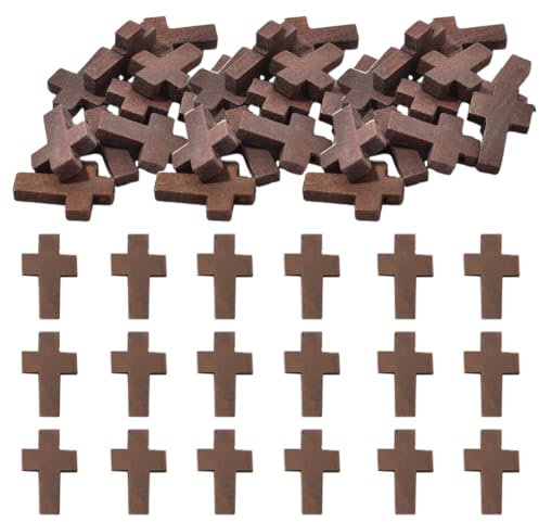 BCHKO 50x Piccoli Croci in Legno Ciondoli per Gioielli, Fai da Te Accessori, per Collane e Portachiavi (con Foro)