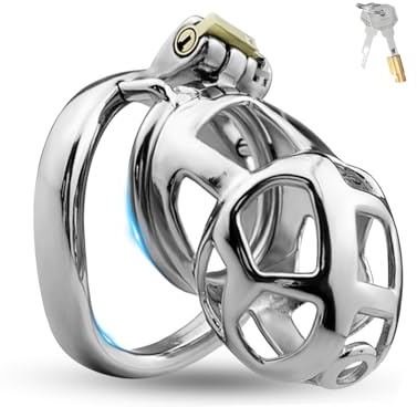 Cage de Chasteté Pénis Ceinture de Chasteté en Métal avec Serrure Invisible et 2 Clés Cages de Chasteté pour Bondage du Pénis de l'Homme Cage Chastetée en Acier Inoxydable (50mm,L)