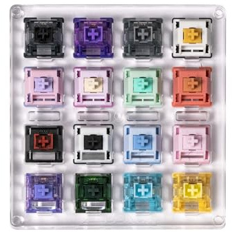 AKKO 16 Teclados mecánicos Probador de interruptores de acrílico Herramienta de prueba de teclado mecánico con cubierta a prueba de polvo