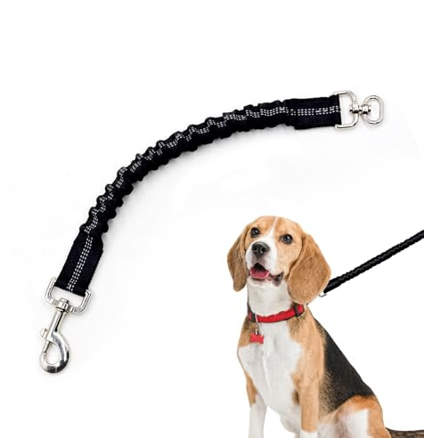 Generisch Amortisseur de chocs pour chien 45 cm, laisse en nylon avec clip en métal réfléchissant pour jogging, cyclisme, promenade