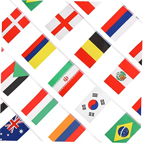VICASKY 200Stücke Länderflaggen Wimpelkette Lange Sportflaggenbanner für Feste Partys Garten und Sportveranstaltungen Zufällige Internationale Flaggen Dekorationen