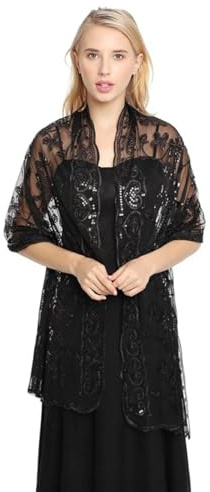 LumiSyne Mujer Chales y Envolturas Para Vestido De Noche Brillante Bordado De Lentejuelas Patrón De Flores Tul De Encaje Ligero Bufanda Elegante Estola Chales De Fiesta Para Novia Dama De Honor Boda