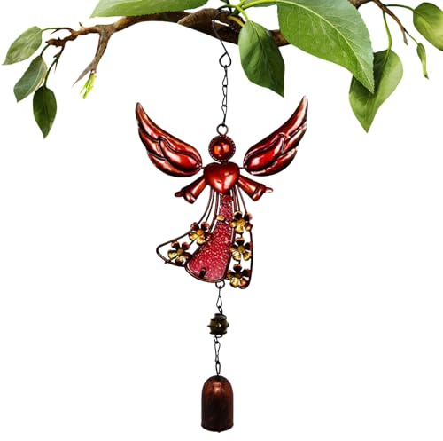 Jukeoiu Campanas de Viento,Campanas De Viento Decorativas con Ángel | Sonido Relajante Atrapaluces de Recuerdo con Alas para Porche Jardín Patio Balcón