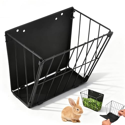 Comedero de heno para conejos, comedero de heno plegable con lazos de marco de metal para conejillo de indias, accesorios para conejillos de indias, conejos, conejos de chinchilla
