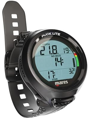 Mares Puck Lite - Computer subacqueo per Principianti Nitrox 50 %, Display HD da 800 segmenti, Bluetooth Smartphone, algoritmo Bühlmann, Batteria sostituibile