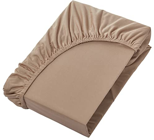 NatureMark Jersey Spannbettlaken, Spannbetttuch 100% Baumwolle in vielen Größen und Farben MARKENQUALITÄT ÖKOTEX Standard 100 | 120x200 cm - Sand/beige