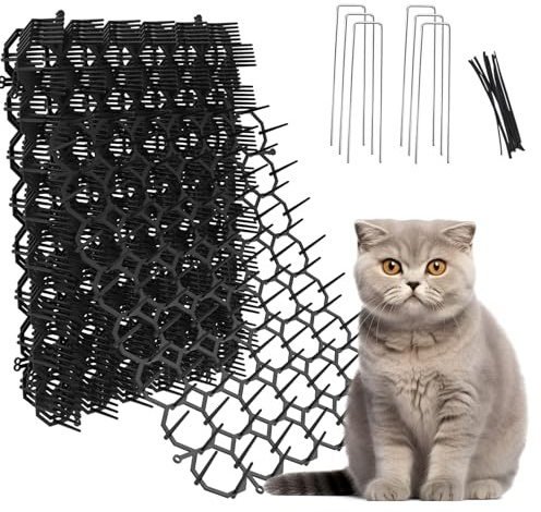 OCEANPAX 8.5 X 6.5 Inch Scat Mat for Cats with 6 Garden Staples & 6 Ties, 12 Pack Cat Deterrent Mat for Garden Fence & Animal Barrier