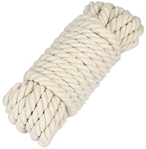 Makramee Garn 14mm Baumwollseil Dicke Baumwollschnur, 10 Meter, für DIY Basteln, Wandbehang, Pflanzenaufhänger, Gartenarbeit