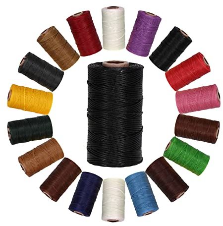 Langlauf Schuhbedarf Ledergarn gewachst 1mm x 0,3mm I Sattlergarn - gewachster Faden aus Polyester stabil & haltbar I Wachsgarn Forellenfaden Outdoor Nähgarn in Profiqualität (schwarz)