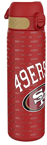 NFL San Francisco 49ers Leichte Edelstahl Trinkflasche, 600 ml/20 oz, nicht isoliert, auslaufsicher, leicht zu öffnen, sicherer Verschluss, spülmaschinenfest, Klappdeckel, passt in Getränkehalter