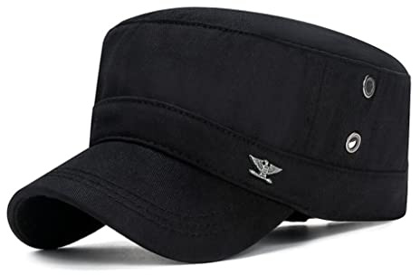 XibeiTrade Sombrero vintage del ejército de cadete retro militar plano superior béisbol papá sombrero de sol al aire libre deportes sombrero, Negro