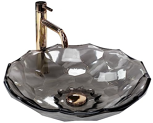 Rea VASQUE À POSER ARCTIC BLACK Lavabo Salle de Bain 450 x 450 x 125 mm en Céramique (transparent)