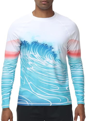 VAYAGER Hauts de Bain pour Homme Anti UV UPF 50+ Rashguard à Manches Longues à Séchage Rapide, Protection UV
