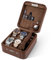 KAMIER Caja de reloj con cerradura de combinación, almacenamiento de 4 relojes y organizador de joyas, estuche de viaje para almacenamiento de anillos y relojes, funda de reloj de viaje de piel