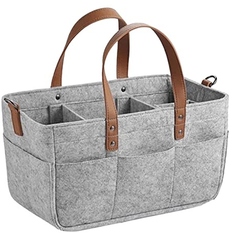 Poupangke Bolsa de fieltro para pañales para bebé, bolsa de pañales grande de fieltro suave, organizador de pañales portátil multifuncional con múltiples compartimentos para juguetes, ropa, botellas