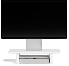 Skrivbordshylla inställning monitorstativ stigare trä skrivbordsarrangör – vit, liten | 47 cm
