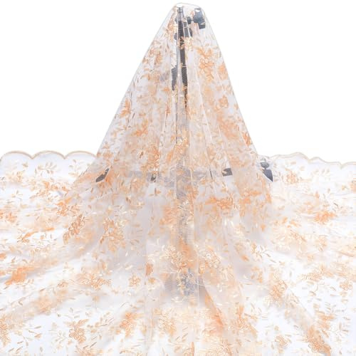 NBEADS 1.82 metro Tessuto Floreale Ricamato, Accessori per Indumenti In Tessuto di Tulle Ricamato In Pizzo Ricamato A Rete In Poliestere per Abiti Da Tavolo, Decorazioni Vintage per La Casa, Peachpuff