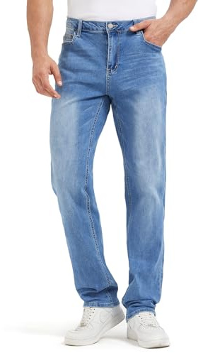 Zylioo Mens Tall Extra Long Leg 36 Jeans, Stretch 5 Pocket Classic Blue for Tall Men With Long Inseam