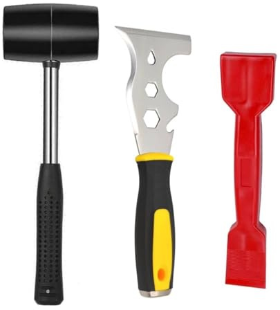 KOOLEVER Kit d'outils de fixation de fenêtre 3 pièces comprenant un marteau de vitrage, une pagaie et un maillet en caoutchouc. Idéal pour le retrait de perles de fenêtre et les projets de bricolage