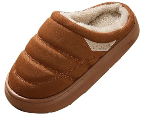 Generico Chaussons à poils pour femme d'hiver chauds confortables chaussures éponge antidérapantes élégantes pantoufle en carton pantoufles orthopédiques femme poilue pantoufle unisexe souple, marron,