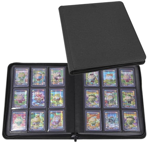 Toploader Album pour Cartes à Collectionner 288 Toploader, 9 Pochettes latérales pour Cartes Rigides de 8,6 x 11,2 cm, Toploader Binder avec Cuir Synthétique, idéal pour TCG, MTG, Noir
