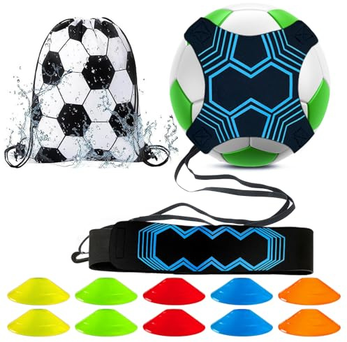 AFAIK Juego de entrenamiento de fútbol con balón de fútbol, con conos, manos libres, accesorios de entrenamiento para fútbol, voleibol y rugby (estilo B)