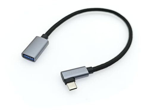 JZK Cable de datos OTG 5 Gbps, ángulo recto 3.0 USB C macho a USB A hembra, para laptop, PC, smartphone y tablet