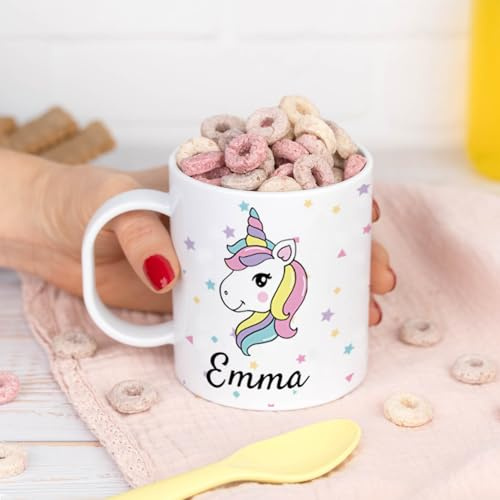 Wanapix | Mug Incassable en Plastique Personnalisé | Tasse Personnalisée avec Nom | Rentrée des classes/Jardin d'enfants/Crèche| Sans BPA | Tasse pour enfants | 325ml | Unicorn Girl