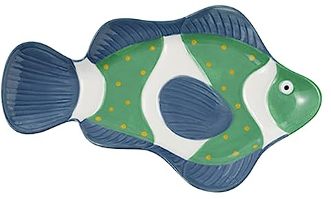 GLEAVI Piatto Di Pesce in Ceramica Resistente Al Calore Piatto Da Portata Decorativo a Forma Di Pesce Vassoio Per Alimenti Multifunzione Lavabile in Lavastoviglie 10 Pollici
