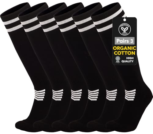 YMYDYFC Atmungsaktive Kinder Fußball Stutzen & Fußballsocken,Trainingssocken für Jungen und Mädchen im Alter von 8–12 Jahren–Perfekt für Training,Fußball,Basketball,Rugby und Hockey,3 Paar,Größe 34–38