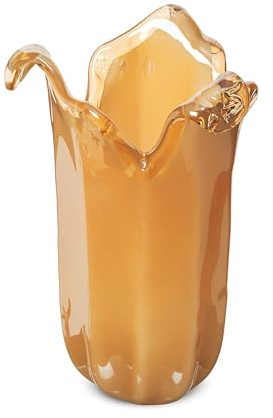 MurArt Vaso Tulipano Tre Punte in Vetro di Murano Oro Piegato a Mano Libera Artigianale Fatto a Mano Design Elegante Decorazione Tavola Arredo Casa