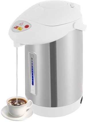 Glühweinkocher Edelstahl 3l, Kleiner Elektrischer Glühweintopf Mit 3 Entnahme-Methoden, Heißwasserspender Glühweinwärmer Für Büro Zuhause Hotel, 750w Schnellkochen, Silber+Weiß