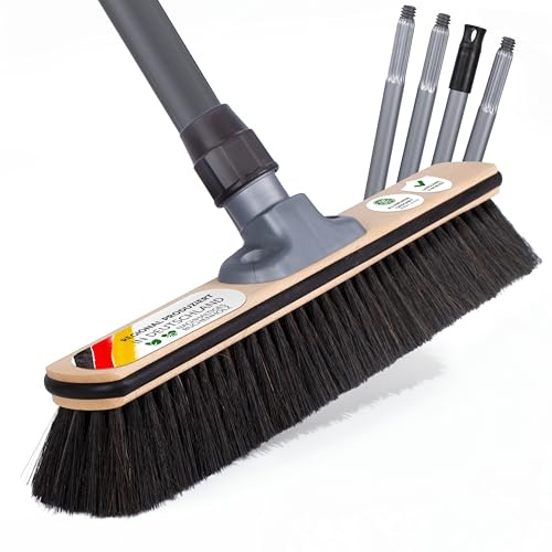 ORGAFLIX Premium kvast med skaft 40 cm, sopborste med kantskydd för hem och kök, kvasthuvud med kvalitetsblandning, universell gänga 24–28 mm, rumskvast tillverkad i Tyskland, kvastskaft tillverkat i