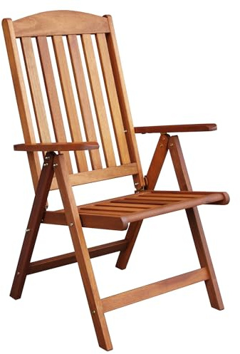 AVANTI TRENDSTORE - Seminara - Sedia pieghevole da giardino o balcone, con schienale reclinabile e braccioli, in legno teak massiccio. Dimensioni LAP 63,5x110x76 cm Anche in set da 2 e 4 sedie.