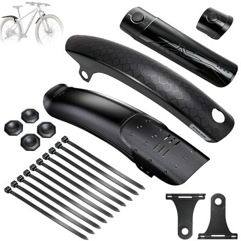 JITPOU Juego de guardabarros delantero y trasero para bicicleta, 24-29 pulgadas, para bicicleta de carretera, gravelbike, ancho de neumático 50-70 mm, ángulo ajustable, montaje chnell, protección