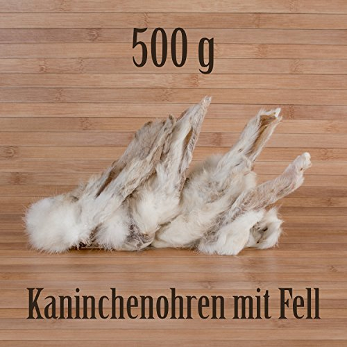 500g ca. 40 Stück Kaninchenohren mit Fell fettarm Barf wie Schweineohren Rinderohren Kausnack Kauartikel