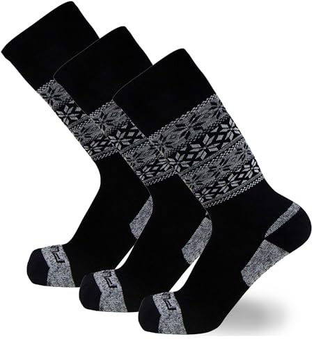Pure Athlete Kids Alpaca Ski Socks - Warm Wool Ski Sock for Boys and Girls - Skiing, Snowboarding (3 Pairs - Black, XS/S)