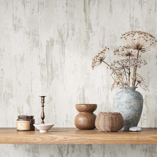 VEELIKE 15.7''x118'' Beige Concrete Wallpaper Peel and Stick Concrete Contact Paper for Countertops Waterproof Self Adhesive Silver Industrial Textured Wallpaper Removable for Bedroom Kitchen Cabinets