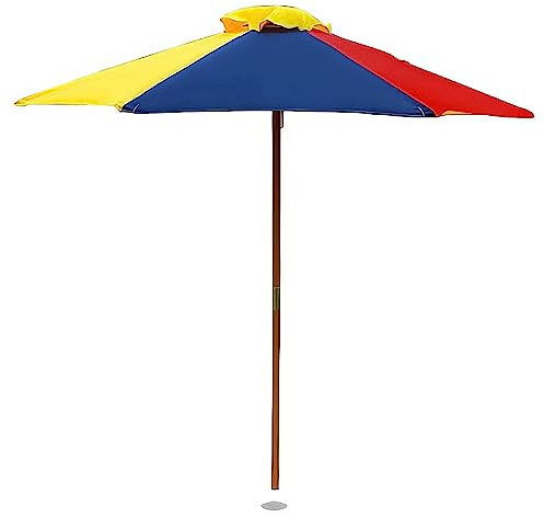 Relsy Kids Garden Parasol - Multicoloured Wooden Umbrella for Outdoor Furniture, Picnic Table, Bench & Chair | 120cm Diameter x 144cm