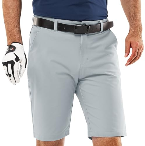33,000ft Herren Golf Shorts UPF 50+ Stretch 10'' Bermuda Kurze Hose Dry Fit Causal Shorts Arbeitshort für Golfen Arbeiten, Hellgrau 36