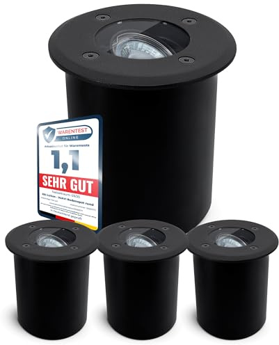 SSC-LUXon JUAVI spot encastrable rond extérieur IP67 orientable et carrossable GU10 en noir mat - Éclairage de sol 230 V pour jardin, terrasse et allées