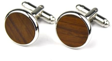 Elegante Runde Holz Manschettenknöpfe - Modische Hochzeit Anzug Herren Accessoires